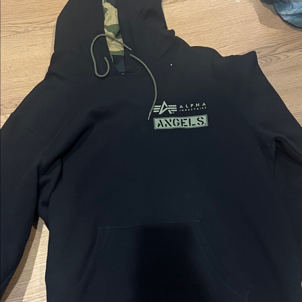 Alpha Industries Black and Green Hoodie